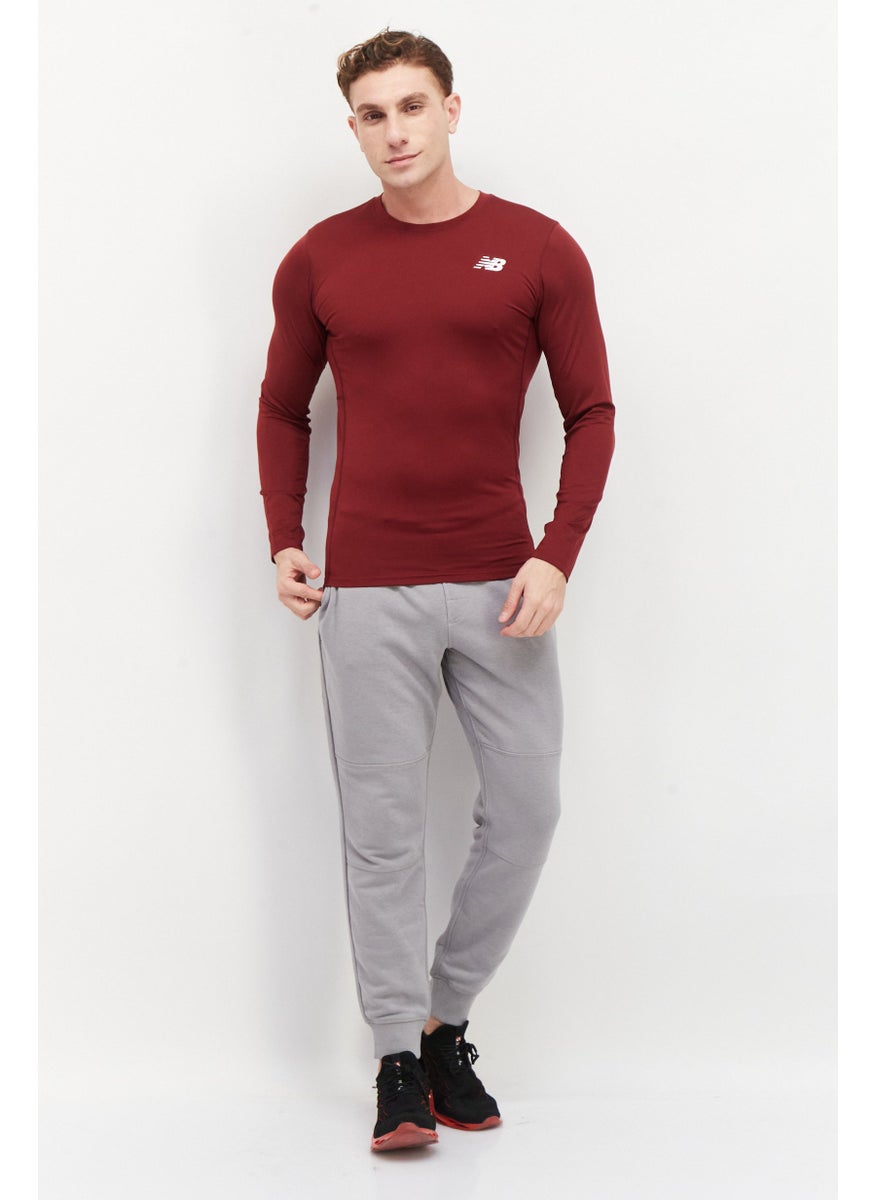 New Balance - Men Sportswear Fit Long Sleeves Training T-Shirt, Maroon - Image 1