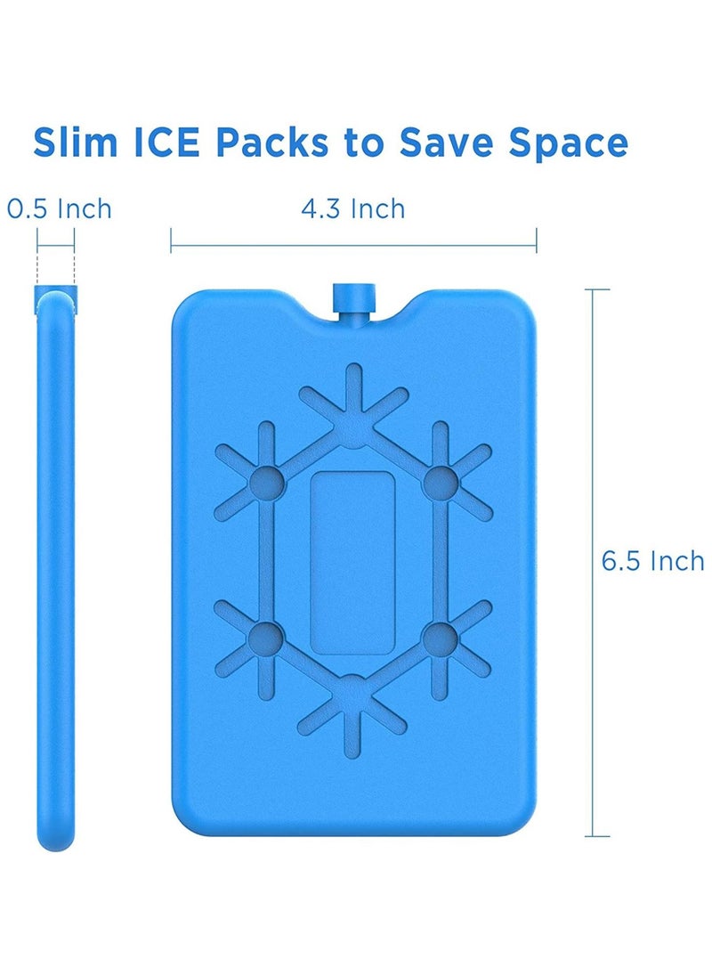 4Pcs Ice Packs for Lunch Box - Reusable Ultra-Thin Freezer Packs - Long-Lasting Cool Packs for Coolers, Keep Food Fresh and Cold in Lunch Boxes and milk Bags