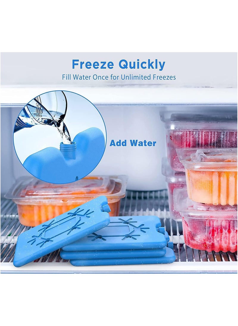 4Pcs Ice Packs for Lunch Box - Reusable Ultra-Thin Freezer Packs - Long-Lasting Cool Packs for Coolers, Keep Food Fresh and Cold in Lunch Boxes and milk Bags