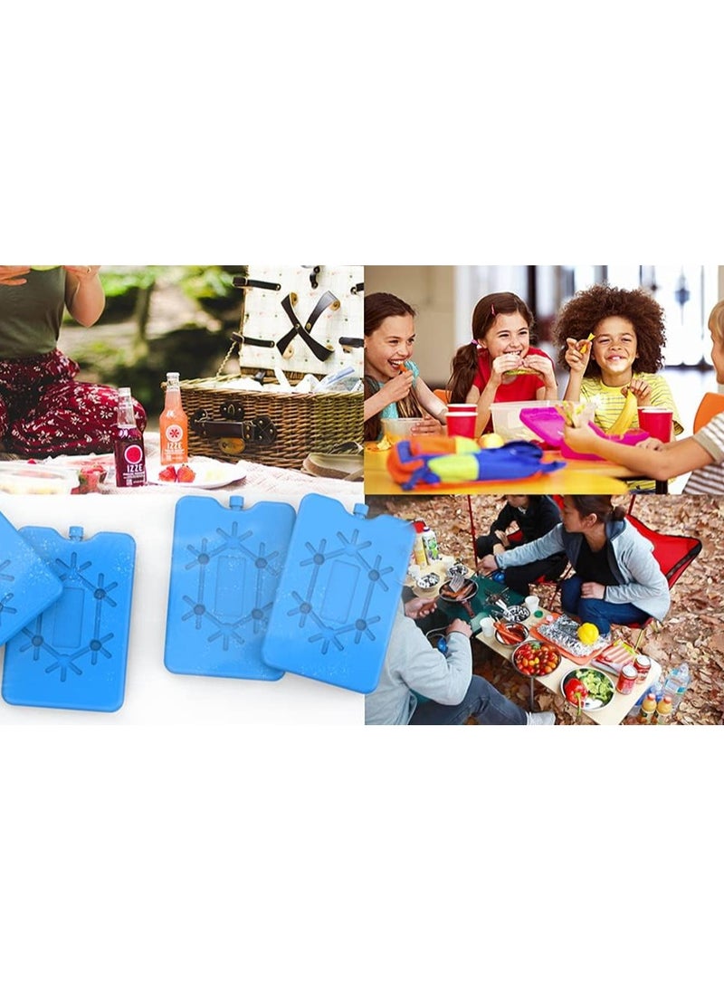 4Pcs Ice Packs for Lunch Box - Reusable Ultra-Thin Freezer Packs - Long-Lasting Cool Packs for Coolers, Keep Food Fresh and Cold in Lunch Boxes and milk Bags