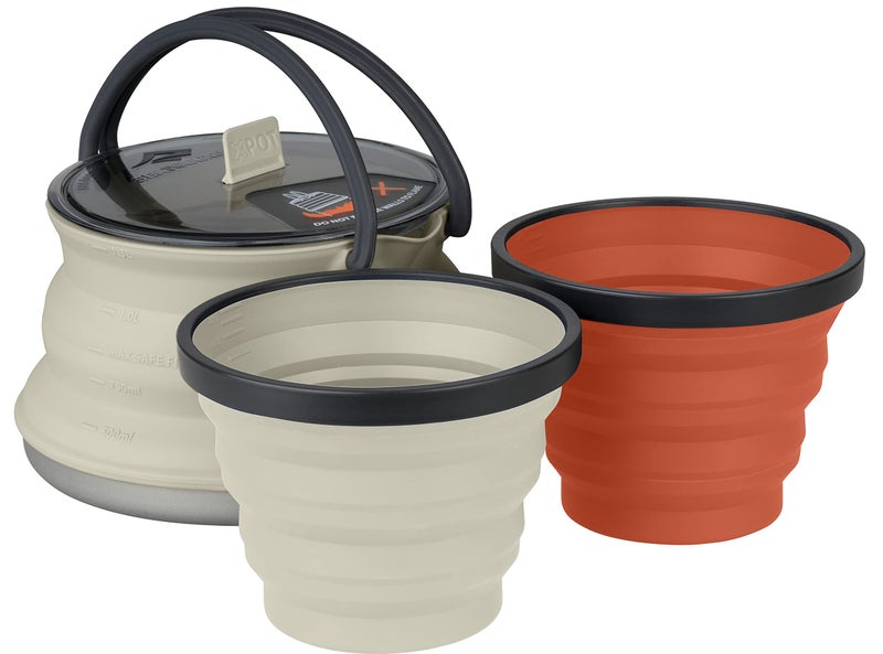 Sea to Summit X-Pot Collapsible Kettle and Mug Set for Backpacking and Camping, Sand/Rust - Image 1