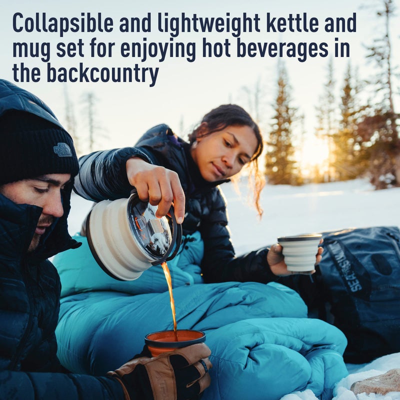 Sea to Summit X-Pot Collapsible Kettle and Mug Set for Backpacking and Camping, Sand/Rust - Image 3