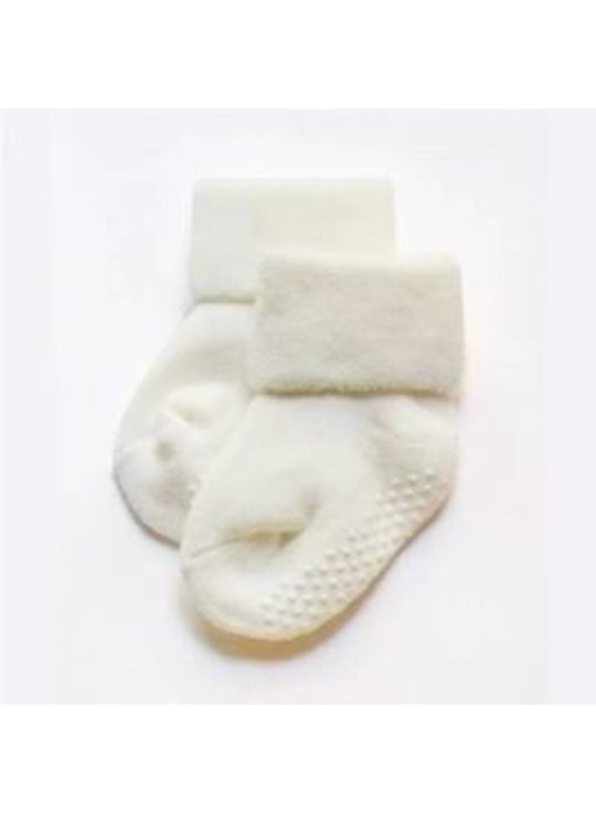 Lion Llama Baby Girl Socks Set of 3 Pairs | Anti-Slip Terry Cotton Crew Socks for baby girls | Grey, Cream & Pink - Image 5