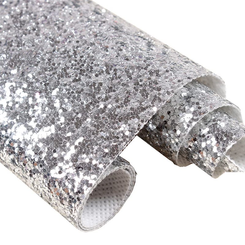 DHHOUSE Silver Chunky Glitter Wallpaper Peel and StickRemovable Wallpaper Decorative Contact Paper 173 by 195