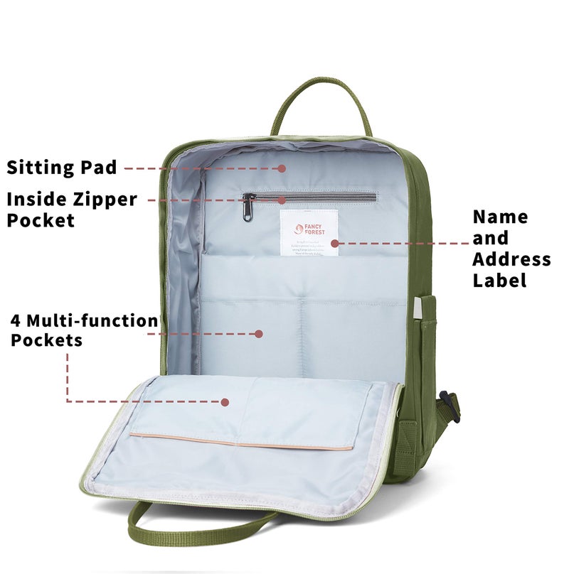 KALIDI Casual Laptop Backpack 15 Inches Classic Camping Rucksack Travel Outdoor Square Daypack College Hiking Gym Bag, Army Green - Image 5