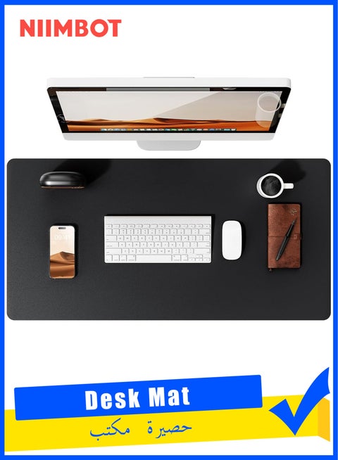Leather Desk Pad Protector, Office Desk Mat, Large Mouse Pad, Non-Slip PU Leather Desk Blotter, Laptop Desk Pad, Waterproof Desk Writing Pad for Office and Home, 60*35cm, Black