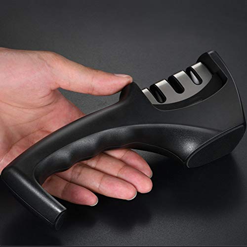 skyup Easy Foldable Manual 3 Stage Knife Sharpener for Kitchen, Coarse and Fine Knives Sharpening Tool, Steel Knives Sharpener Rod for Kitchen (Black) (Knife-A) - Image 3