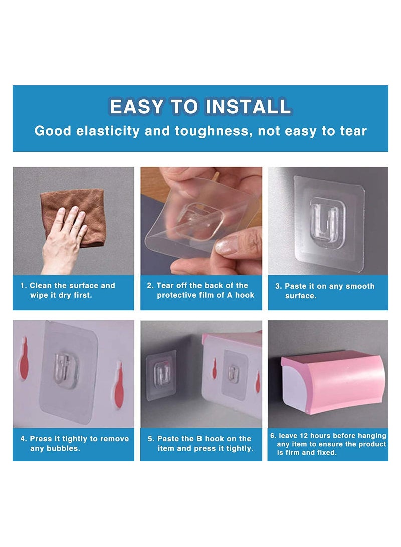 16 Pairs Double Sided Adhesive Wall Hooks Seamless Hanging Hooks Without Punching and Nails Waterproof and Reusable Heavy Duty Self Adhesive Wall Hook for Kitchen Bathroom Office - Image 4