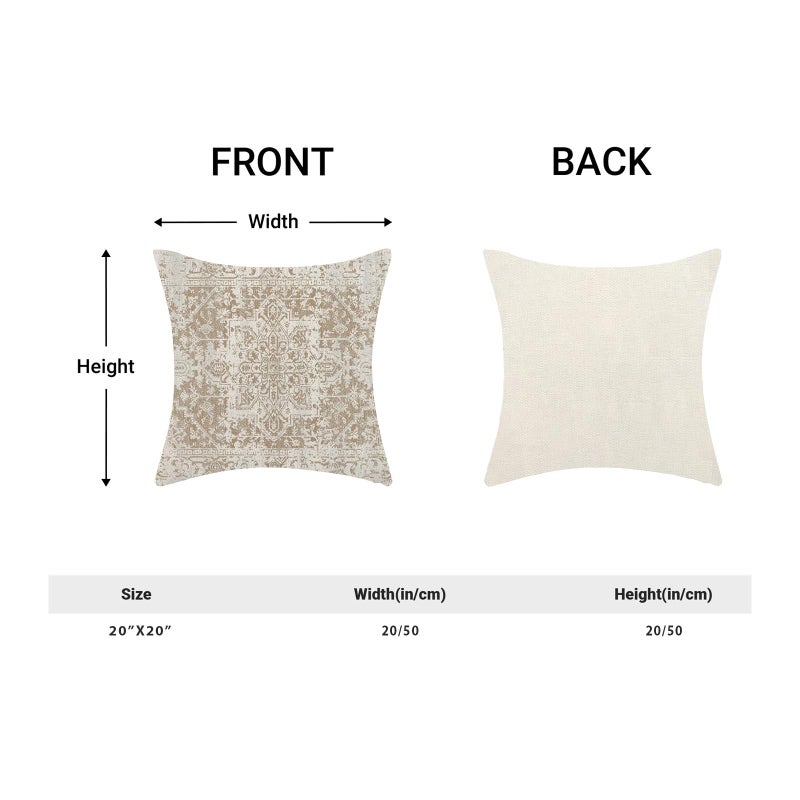 AEIOAE Boho Pillow Covers 20x20 Inch Set of 2,Carpet Pattern Throw Pillows Case,Brown Beige White Ethnic Design Outdoor Decorative Square Linen Farmhouse Decor Cushion Covers for Home Sofa Bed Couch - Image 4