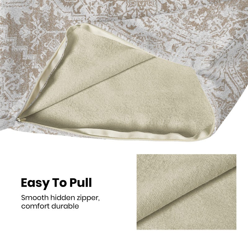 AEIOAE Boho Pillow Covers 20x20 Inch Set of 2,Carpet Pattern Throw Pillows Case,Brown Beige White Ethnic Design Outdoor Decorative Square Linen Farmhouse Decor Cushion Covers for Home Sofa Bed Couch - Image 5