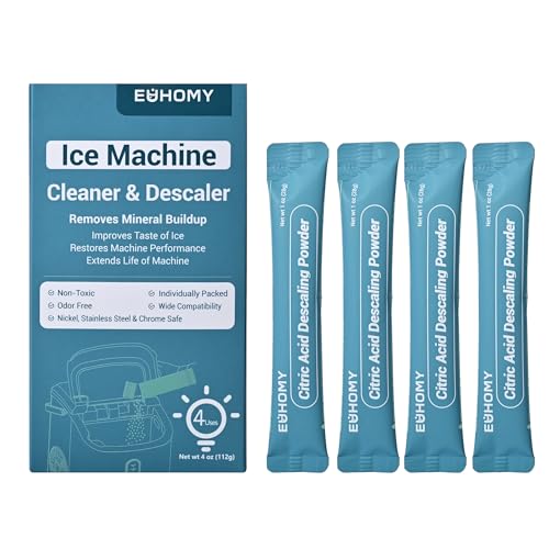 EUHOMY Ice Maker Cleaner & Descaler | 4 Use & Individually Packed | Ice Machine Cleaner with Organic Citric Acid Descaling Powder, Ideal for All Brands - Image 1