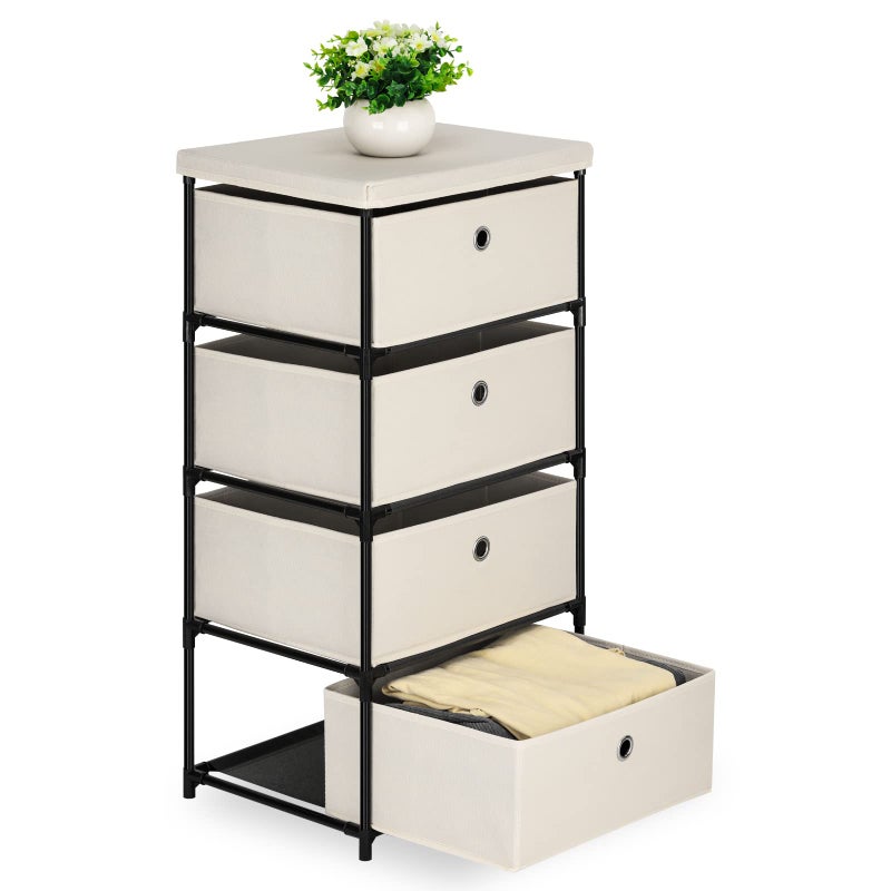HAITRAL Fabric Storage Chest, Drawer Clothes Organizer - 4 Drawers Storage Organizer Unit for Closet, Easy Assembly Closet Dresser for Dorm, Bedroom, Hallway, Storage Bins (White) - Image 2