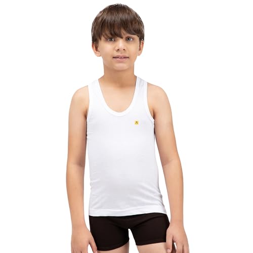 Amul Comfy Boy's Vest | 100% Cotton Single Jersey Fabric | U Neck Sleeveless Innerwear | Soft Hand Feel Comfort Fit | Seamless Body | Superior Daily Comfort | Color May Vary | (Pack of 5) White - Image 2