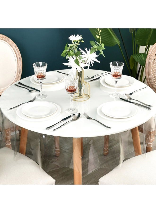 Nasitos 2 Pack 70 Inch Round Plastic Table Cover Protector, 100% Waterproof, Thick, Non-Slip, Easy to Clean for Wedding, Banquet, Restaurant, Party - Image 4