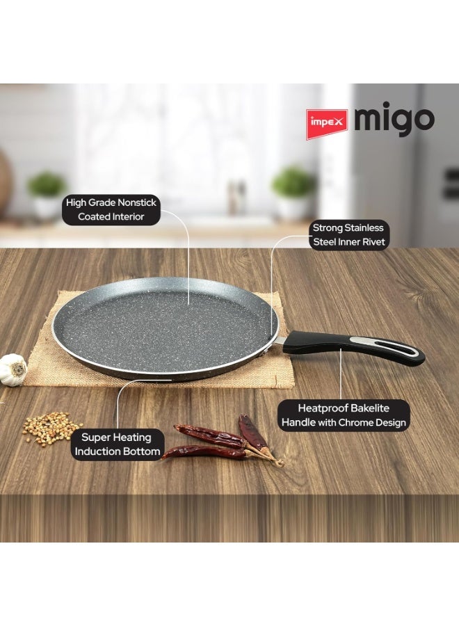 Impex Non Stick Granite Cookware Aluminium Non Stick Tawa Pan 28 cm|Induction and Gas Stove Compatible Tawa Pan|Pure Grade Aluminium and Chrome Plated Mounted Handle|1 Year Warranty, count - Image 3