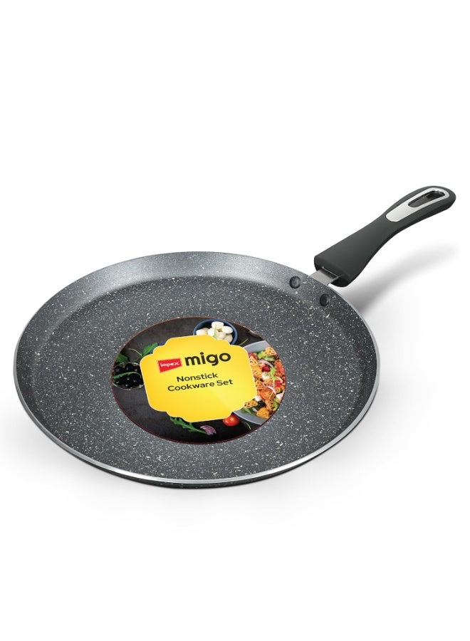 Impex Non Stick Granite Cookware Aluminium Non Stick Tawa Pan 28 cm|Induction and Gas Stove Compatible Tawa Pan|Pure Grade Aluminium and Chrome Plated Mounted Handle|1 Year Warranty, count - Image 1