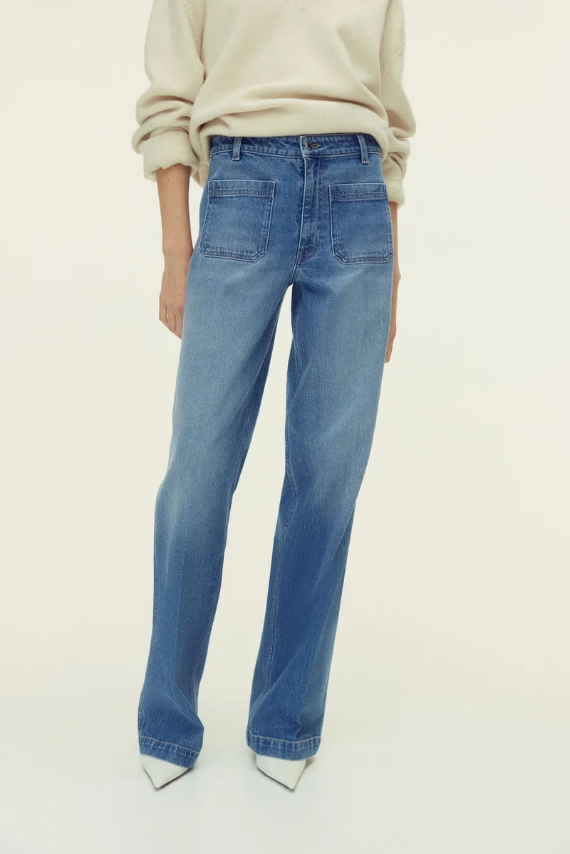 اتش اند ام جينز بخصر عالي وقصّة واسعة