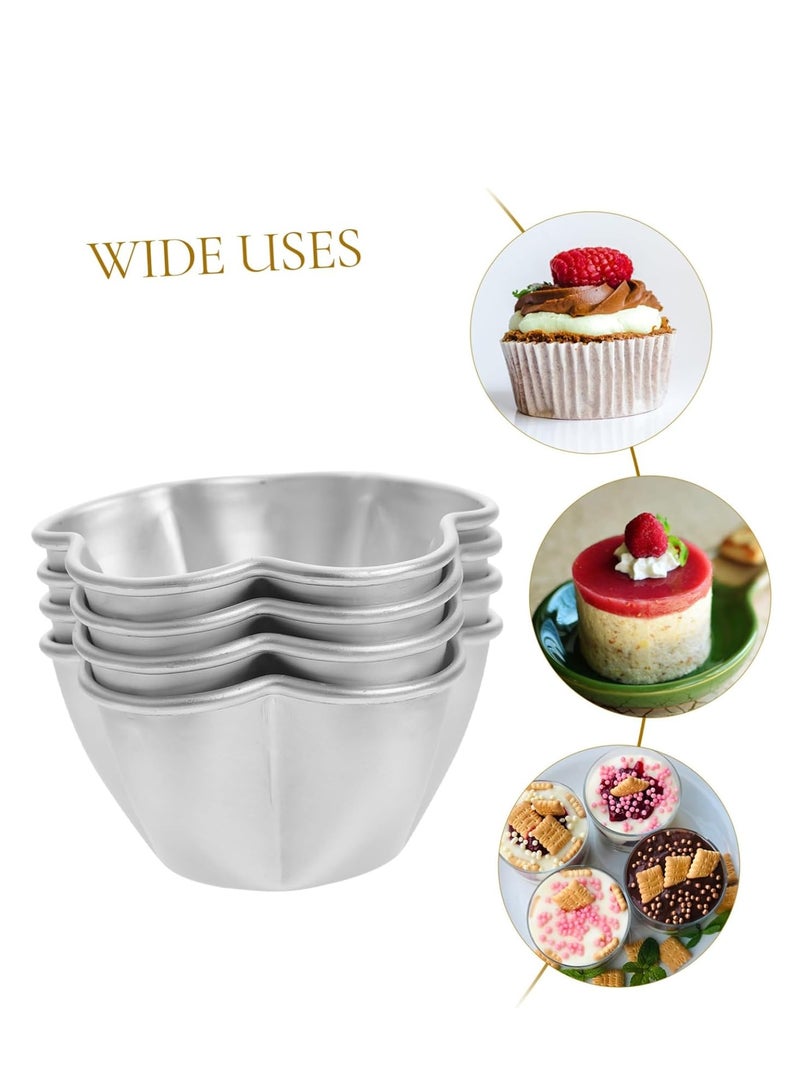 Y&D 4pcs Mini Cake Mold Flower Cake Pan Mini Muffins Non Stick Baking Pan Pudding Mold Cupcake Baking Moulds Non-stick Muffin Ramekin Tart Tin Aluminum Alloy  - Image 3