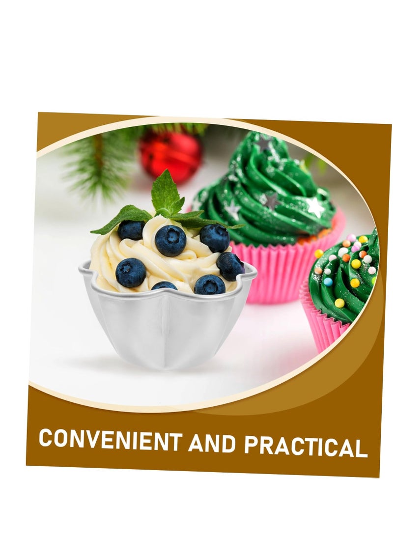 Y&D 4pcs Mini Cake Mold Flower Cake Pan Mini Muffins Non Stick Baking Pan Pudding Mold Cupcake Baking Moulds Non-stick Muffin Ramekin Tart Tin Aluminum Alloy  - Image 4