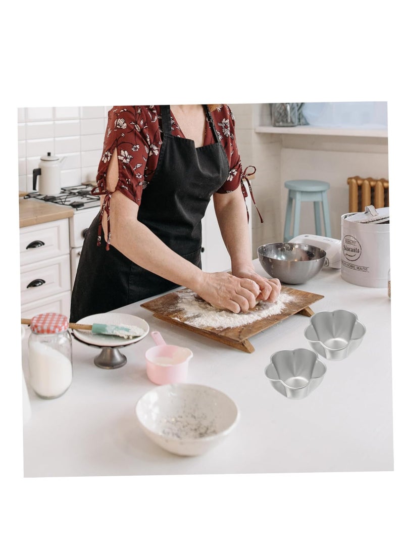 Y&D 4pcs Mini Cake Mold Flower Cake Pan Mini Muffins Non Stick Baking Pan Pudding Mold Cupcake Baking Moulds Non-stick Muffin Ramekin Tart Tin Aluminum Alloy  - Image 5