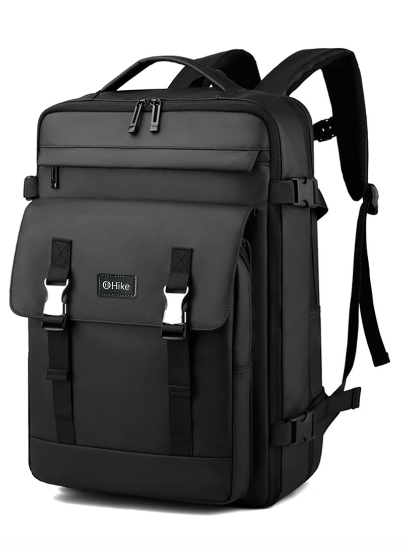 HIKE Unisex Expandable Laptop Backpack Water Resistant Daypack with Separate Laptop Compartment for Travel/Business/College, HK63011-1 - BLACK - Image 3