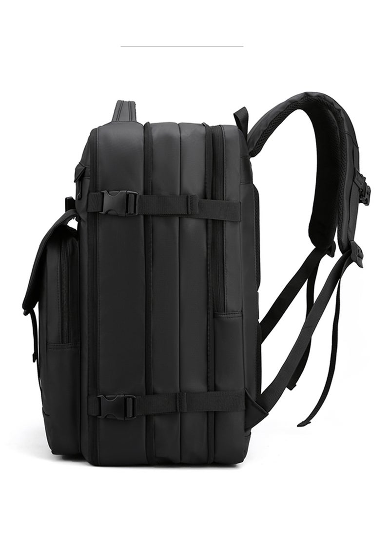 HIKE Unisex Expandable Laptop Backpack Water Resistant Daypack with Separate Laptop Compartment for Travel/Business/College, HK63011-1 - BLACK - Image 4