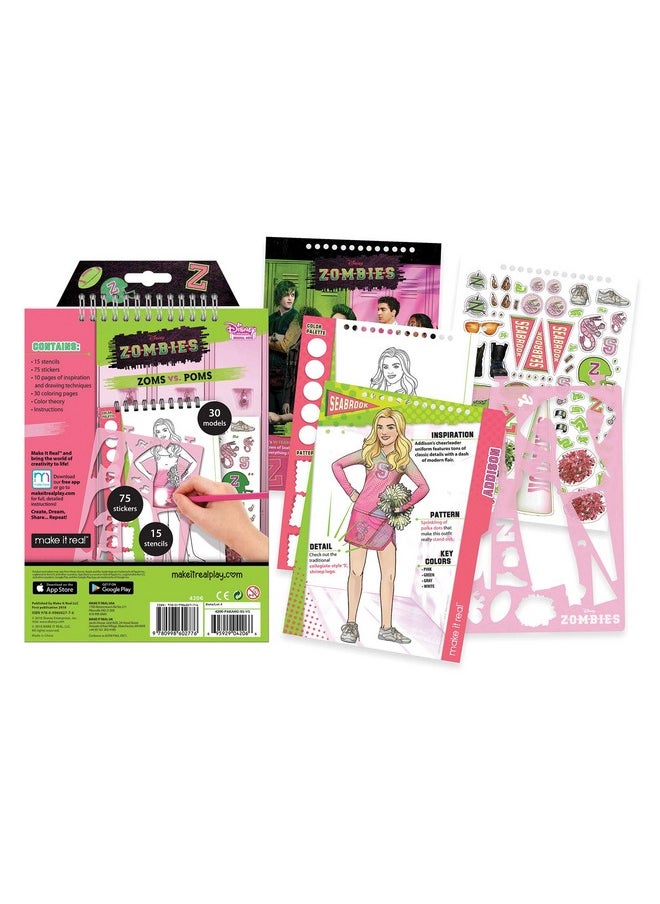 Make It Real Disney Zombies Fashion Design Sketchbook For Girls - Create Outfits For Addison & Bree With Stickers, Stencils, Design Guide - Creative Gift For Kids Ages 6+, Develops Real-World Skills  - Image 2