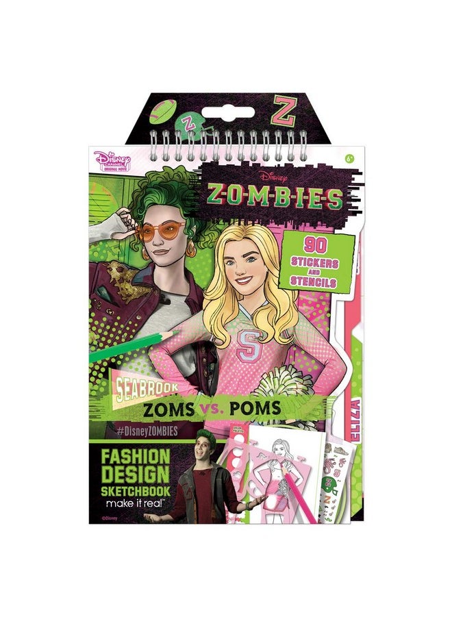 Make It Real Disney Zombies Fashion Design Sketchbook For Girls - Create Outfits For Addison & Bree With Stickers, Stencils, Design Guide - Creative Gift For Kids Ages 6+, Develops Real-World Skills  - Image 1