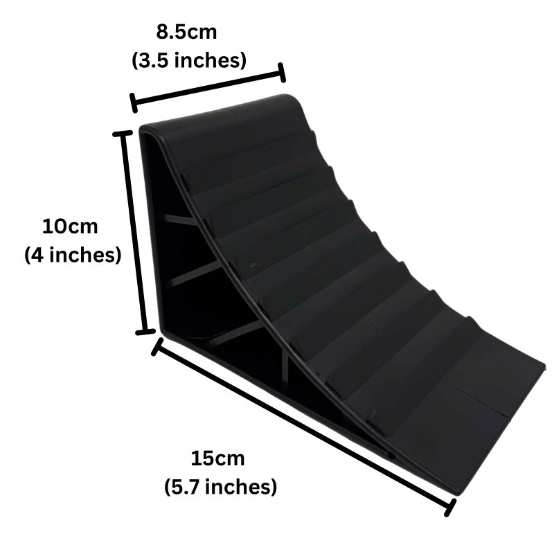 HowseHold Wheel Chocks With Handles Set of 2 Tyre Saver Brake Stoppers Ridged Wedges for Cars Caravan Horsebox Motorhome (2 Black Wheel Chocks) - Image 2