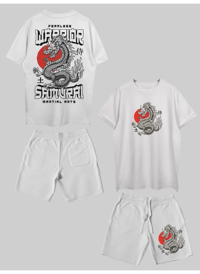 THREADCURRY THREADCURRY Valiant Art Printed Co-ord Set for Men - Half Sleeve Oversized T-Shirt and Shorts  - Image 1