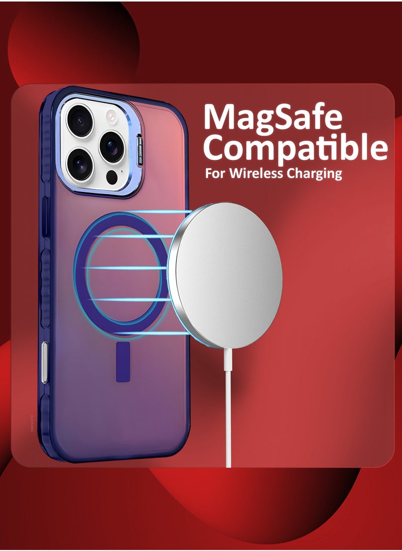 ( iPhone 16 Pro Max ) 2 Pack, Case and Screen Protector, Gradient Holographic Iridescent MagSafe Case,Kickstand Case Cover / Holographic Dark Purple Colour