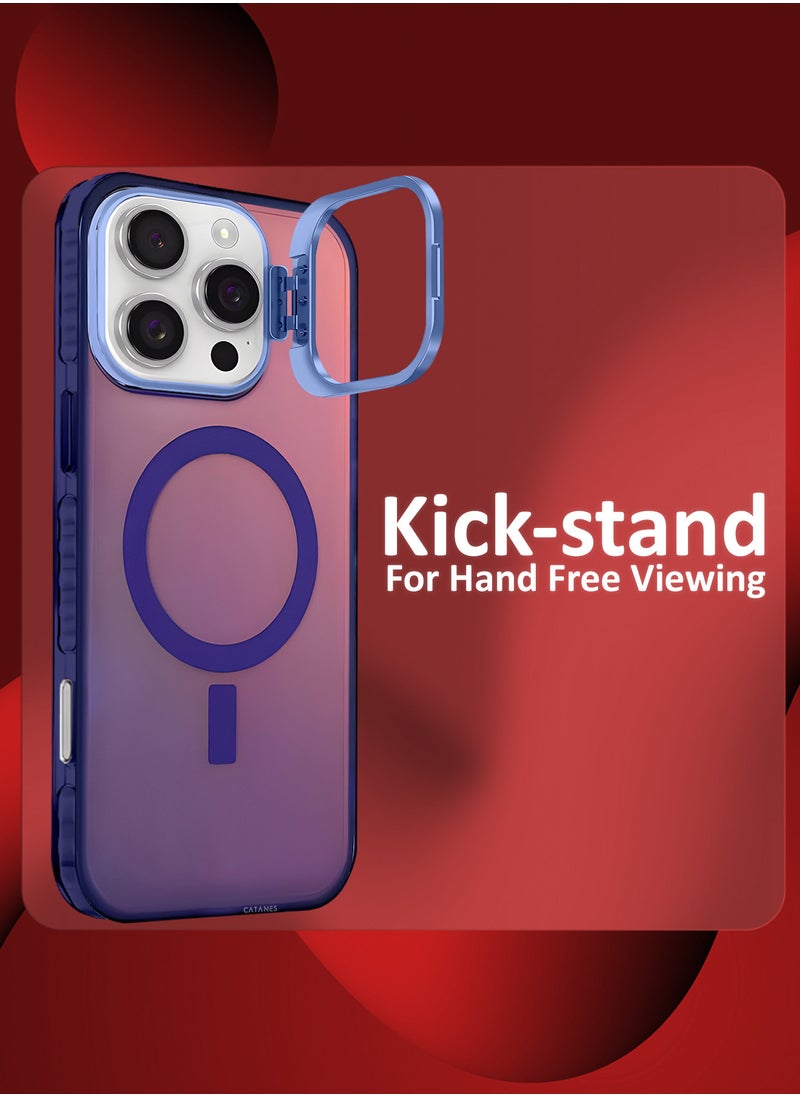 ( iPhone 16 Pro Max ) 2 Pack, Case and Screen Protector, Gradient Holographic Iridescent MagSafe Case,Kickstand Case Cover / Holographic Dark Purple Colour