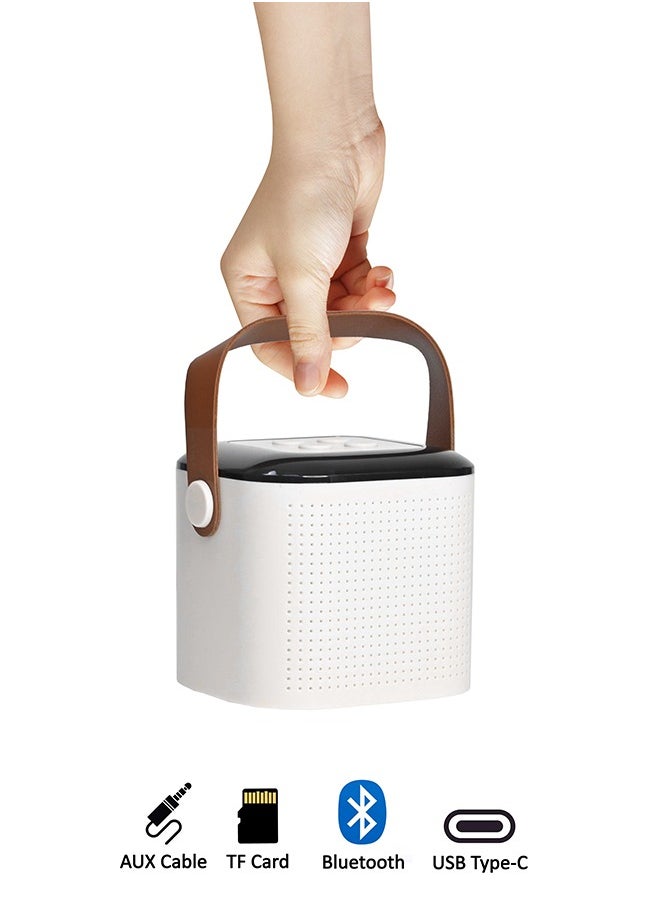 Toyland Mini Karaoke Speaker for Kids, Portable Bluetooth Speaker with 2 Wireless Microphones & LED Lights, Perfect Gift for Kids Boys & Girls -White  - Image 3