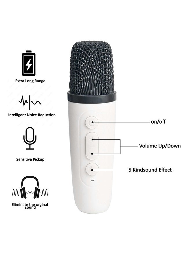 Toyland Mini Karaoke Speaker for Kids, Portable Bluetooth Speaker with 2 Wireless Microphones & LED Lights, Perfect Gift for Kids Boys & Girls -White  - Image 4