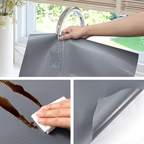 StaHom Shelf Liners for Kitchen Cabinets Refrigerator Liners Waterproof & Oil-Proof Kitchen Cupboard Liner Plastic Drawer Mats EVA Non Adhesive Fridge Liner for Shelves Gray 11.8 x 59 Inch - Image 5