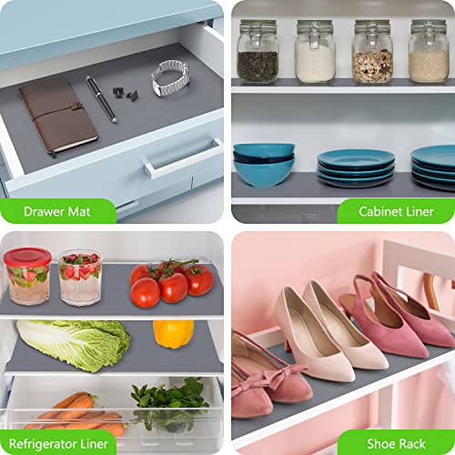 StaHom Shelf Liners for Kitchen Cabinets Refrigerator Liners Waterproof & Oil-Proof Kitchen Cupboard Liner Plastic Drawer Mats EVA Non Adhesive Fridge Liner for Shelves Gray 11.8 x 59 Inch - Image 3
