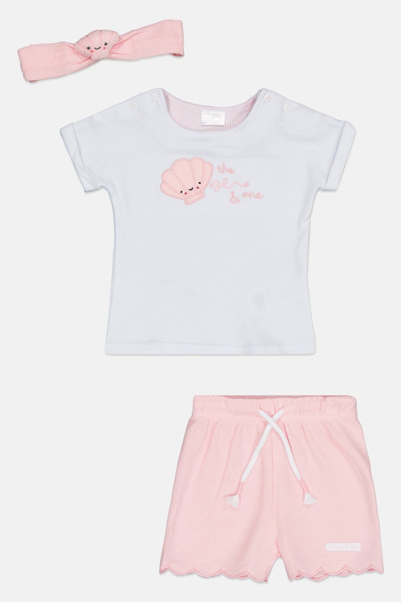 Rock-A-Bye Baby Boutique Kids Girl 3 Piece Embroidered Top and Bottom Set With Headband, Multicolor - Image 1