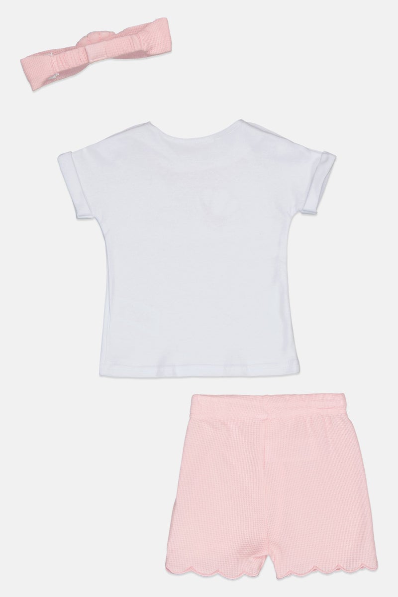 Rock-A-Bye Baby Boutique Kids Girl 3 Piece Embroidered Top and Bottom Set With Headband, Multicolor - Image 2