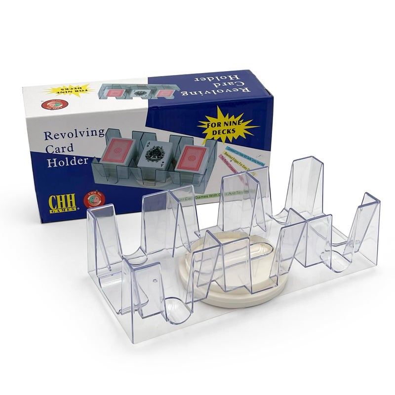 CHH 9 Deck Plastic Revolving Playing Card Tray with 3 Slots Clear Easy Access and Great Game Accessory - Image 3