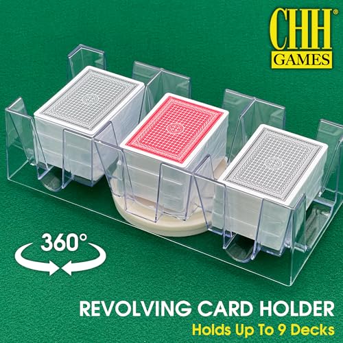 CHH 9 Deck Plastic Revolving Playing Card Tray with 3 Slots Clear Easy Access and Great Game Accessory - Image 5