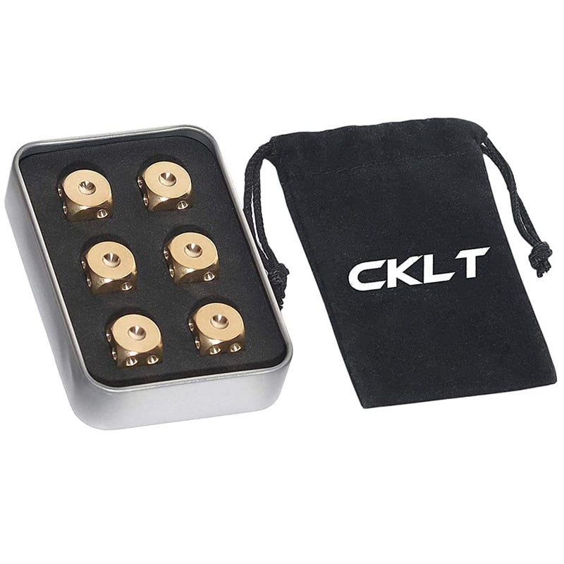 CKLT Metal Dice Set 6pcs, Solid Brass Dice with Gift Metal Case and Portable Bag, 6 Sided Metal Dice for Tables Board Game, Poker Party Role Playing Games - Image 1