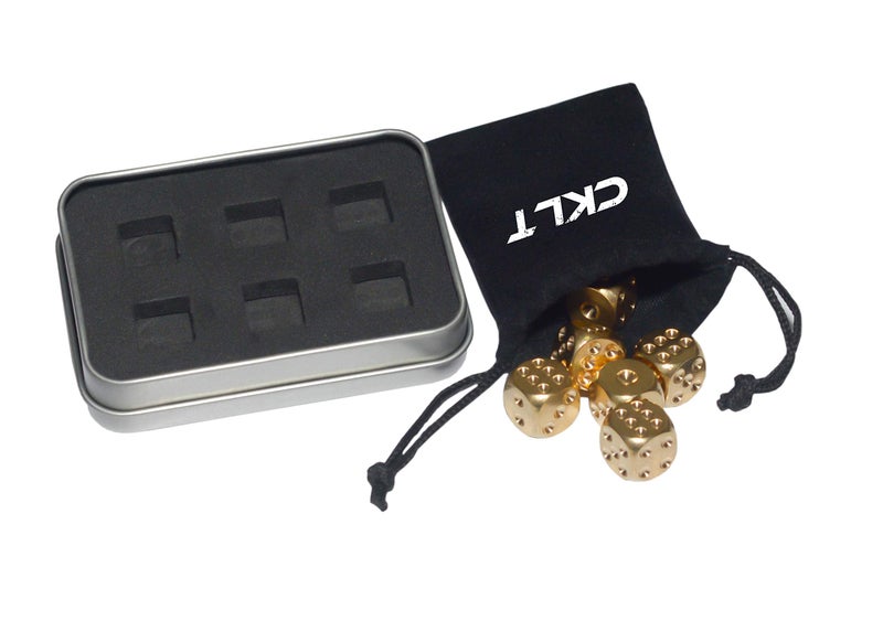 CKLT Metal Dice Set 6pcs, Solid Brass Dice with Gift Metal Case and Portable Bag, 6 Sided Metal Dice for Tables Board Game, Poker Party Role Playing Games - Image 3