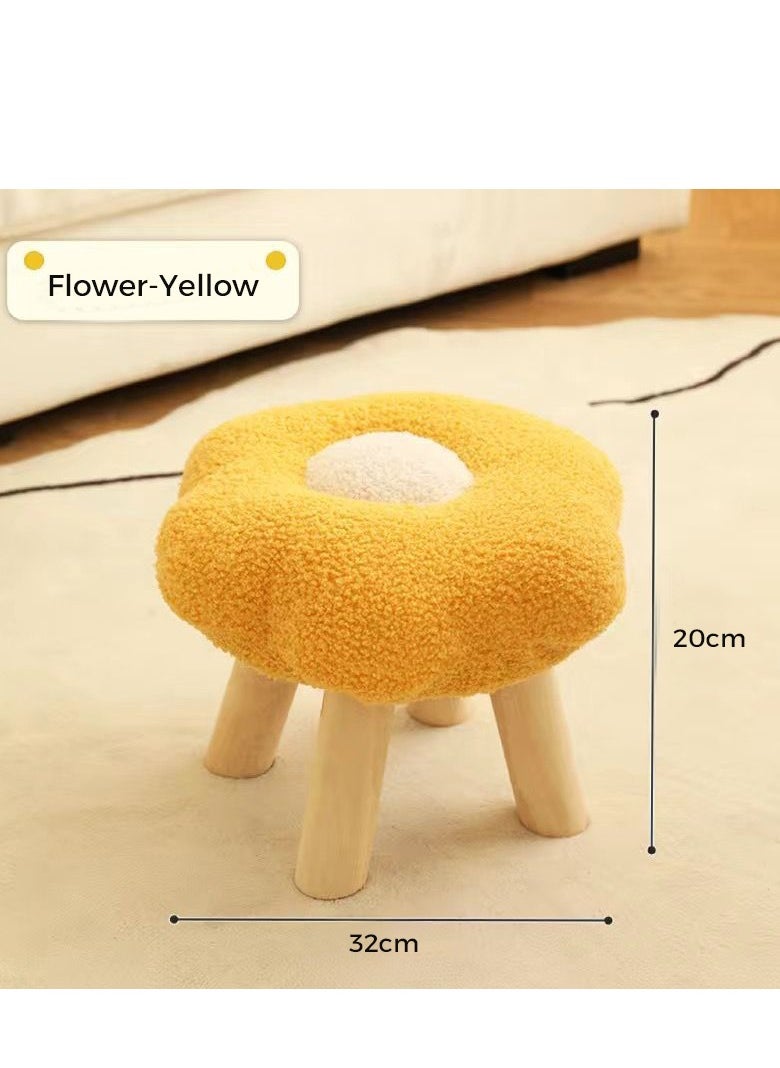 Vixplorn Flower Stool, Step Stool Under Table, Footstool Cute Sofa Stool For Porch Living Room Bedside Apartment (Yellow)  - Image 2