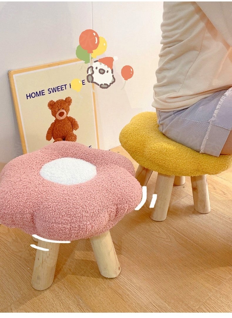 Vixplorn Flower Stool, Step Stool Under Table, Footstool Cute Sofa Stool For Porch Living Room Bedside Apartment (Yellow)  - Image 5