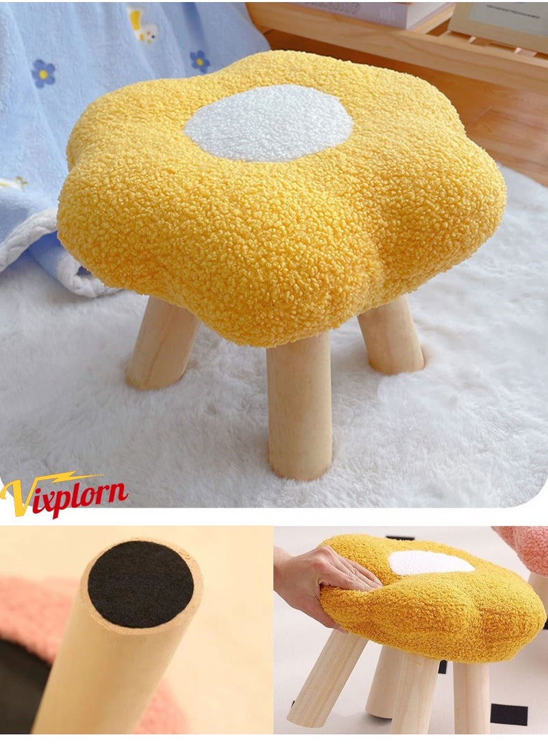 Vixplorn Flower Stool, Step Stool Under Table, Footstool Cute Sofa Stool For Porch Living Room Bedside Apartment (Yellow)  - Image 1