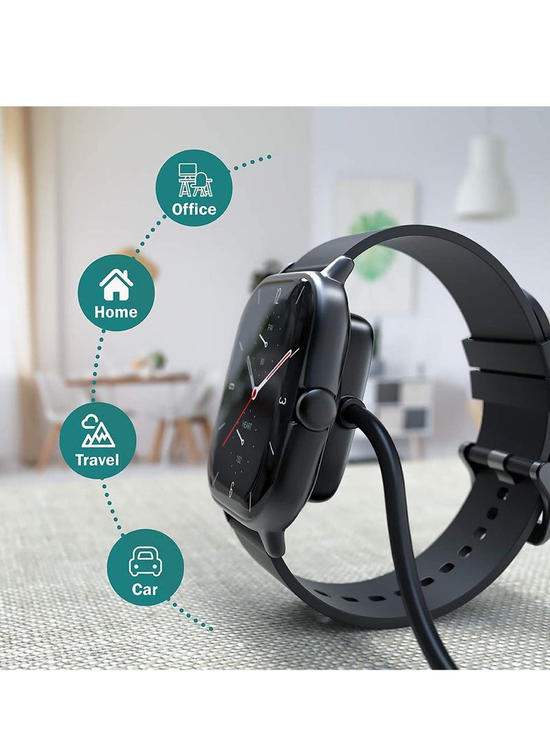 USB Charging Cable Charger Adapter Compatible With Amazfit T-Rex Pro GTR 2e SIM A2014 T-Rex Pro A2011 Amazfit GTS2 Mini Amazfit Pop Pro (Black) - Image 3