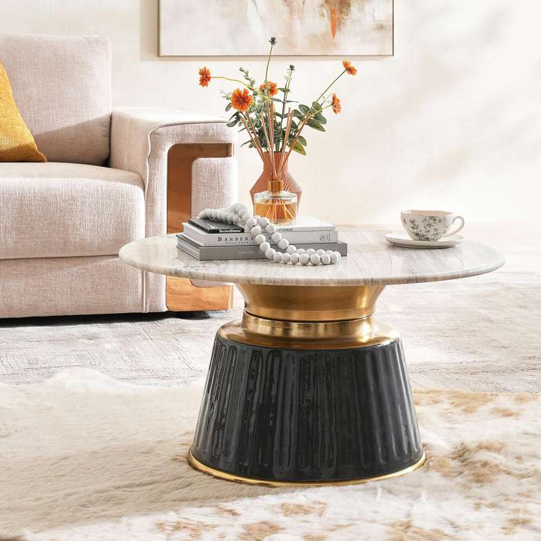 LARON COFFEE TABLE MARBLE - BEIGE GREY