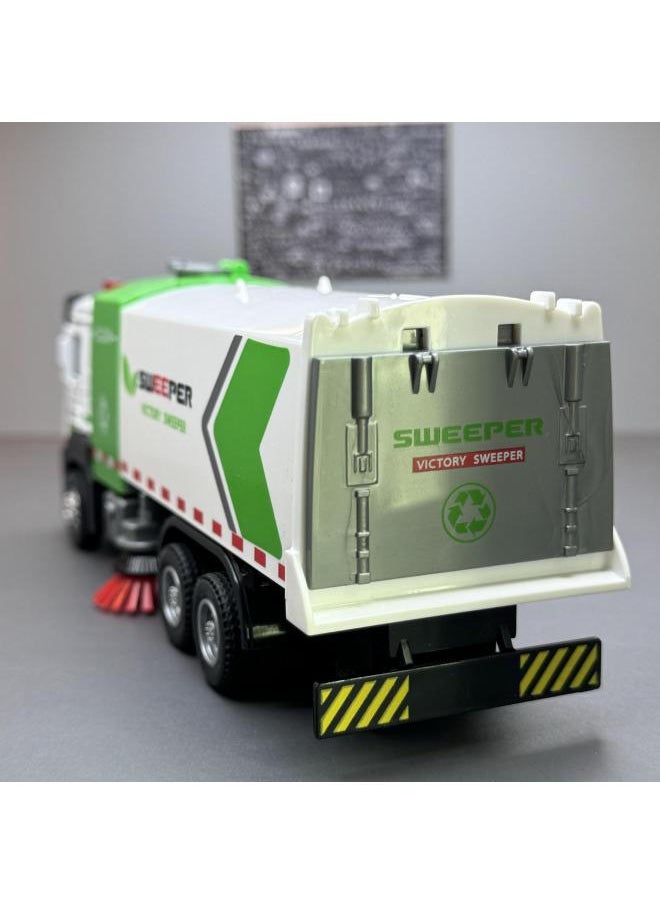 Generic - Tianying Alloy Car Model 1:32 City Sanitation Sweeper Sound And Light Pull Back Toy Engineering Vehicle Music Model Ornaments-Color:8613B Sweeper Window Box - Image 1