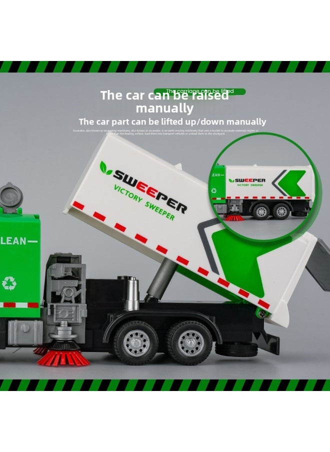 Generic - Tianying Alloy Car Model 1:32 City Sanitation Sweeper Sound And Light Pull Back Toy Engineering Vehicle Music Model Ornaments-Color:8613B Sweeper Window Box - Image 1