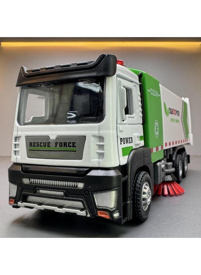 Generic - Tianying Alloy Car Model 1:32 City Sanitation Sweeper Sound And Light Pull Back Toy Engineering Vehicle Music Model Ornaments-Color:8613B Sweeper Window Box - Image 1